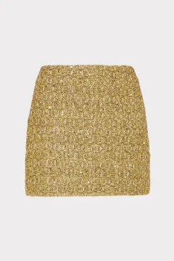 MILLY Skirts-Metallic Tweed Modern Mini Skirt Gold