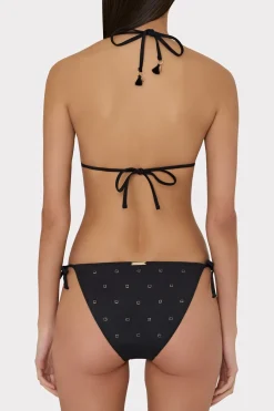 MILLY Jumpsuits & Rompers-Millie Diamond Heat Set String Bikini Bottom Black