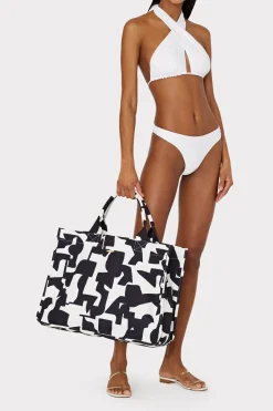 MILLY Accessories- Mimi Tote Bag Black/Ecru