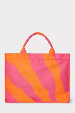 MILLY Beach Totes-Mimi Canvas Tote Milly Pink/Tangerine