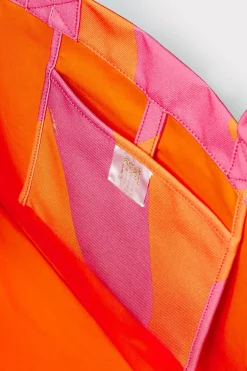 MILLY Beach Totes-Mimi Canvas Tote Milly Pink/Tangerine