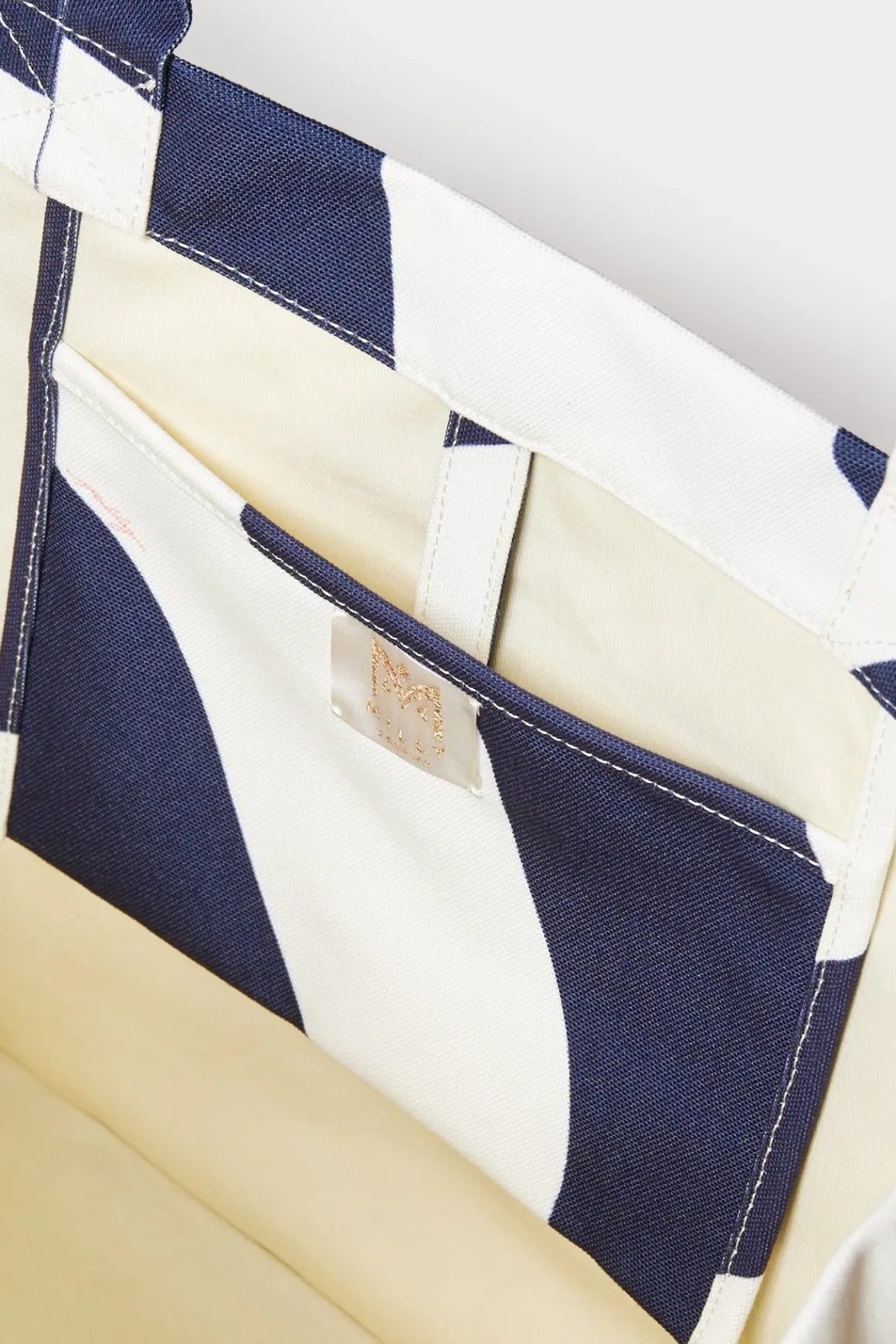 MILLY Accessories-Mimi Canvas Tote Ecru/Navy