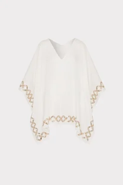 MILLY Cover-Ups-Mirrored Embroidery Caftan White/Gold