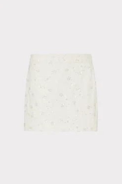 MILLY Skirts-Modern Mini Beaded Skirt Ecru