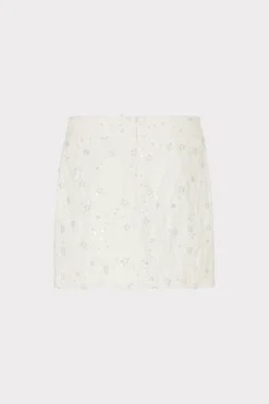 MILLY Skirts-Modern Mini Beaded Skirt Ecru