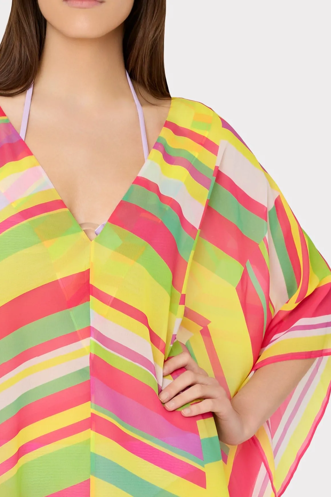 MILLY Jumpsuits & Rompers-Multi Color Chevron Caftan Green Multi