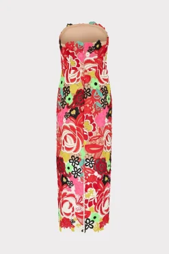 MILLY Evening Gowns-Multi Color Lace Dress Red Multi