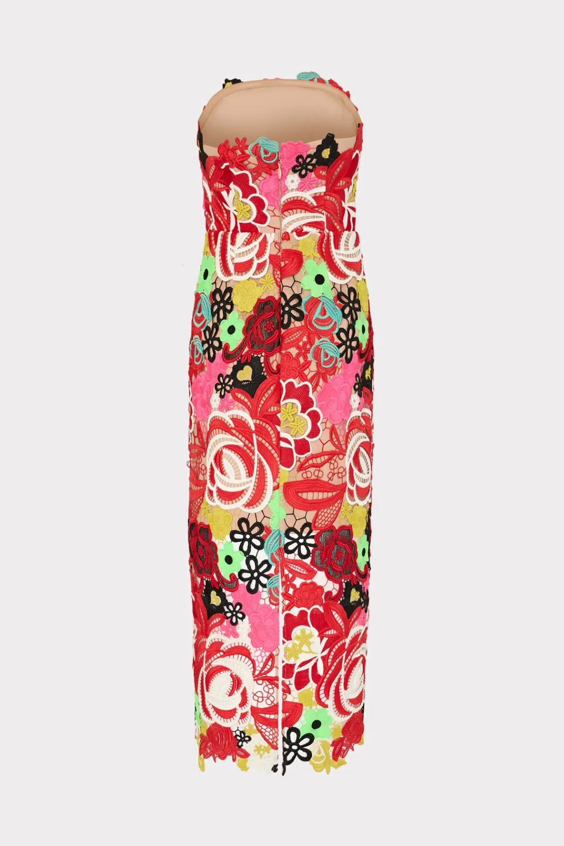 MILLY Evening Gowns-Multi Color Lace Dress Red Multi