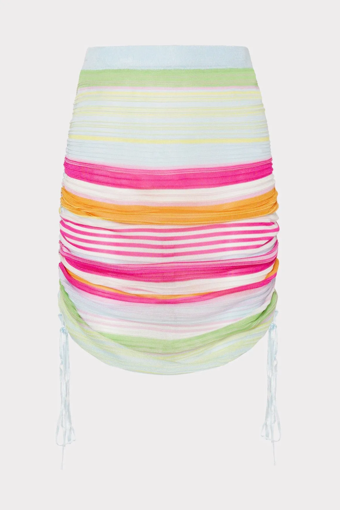 MILLY Jumpsuits & Rompers-Multi Stripe Ruched Skirt Pink Multi