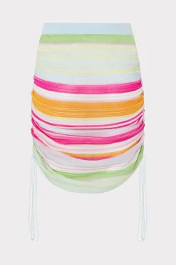 MILLY Jumpsuits & Rompers-Multi Stripe Ruched Skirt Pink Multi