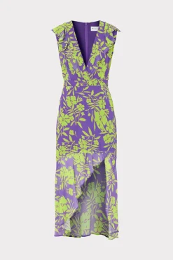 MILLY Jumpsuits & Rompers-Nanci Marigold Aroma Ruffle Dress Purple Multi