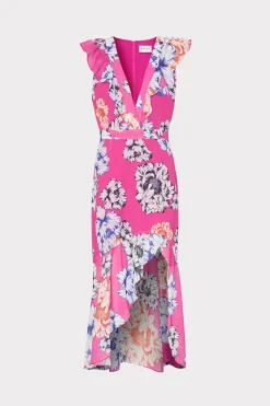 MILLY Sundresses-Nanci Petals In Bloom Ruffle Dress Pink Multi