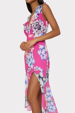 MILLY Pink Dresses-Nanci Petals In Bloom Ruffle Dress Pink Multi