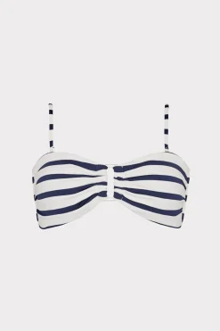MILLY Jumpsuits & Rompers-Nautical Stripe Bikini Top Navy/White