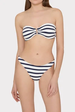 MILLY Jumpsuits & Rompers-Nautical Stripe Bikini Top Navy/White