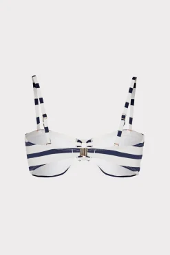 MILLY Jumpsuits & Rompers-Nautical Stripe Bikini Top Navy/White