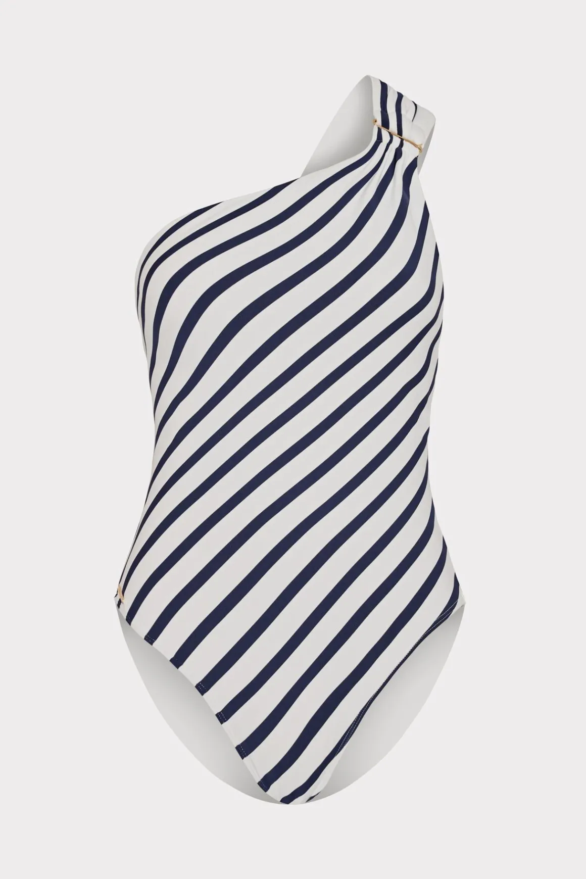 MILLY Jumpsuits & Rompers-Nautical Stripe One Shoulder One Piece Navy/White