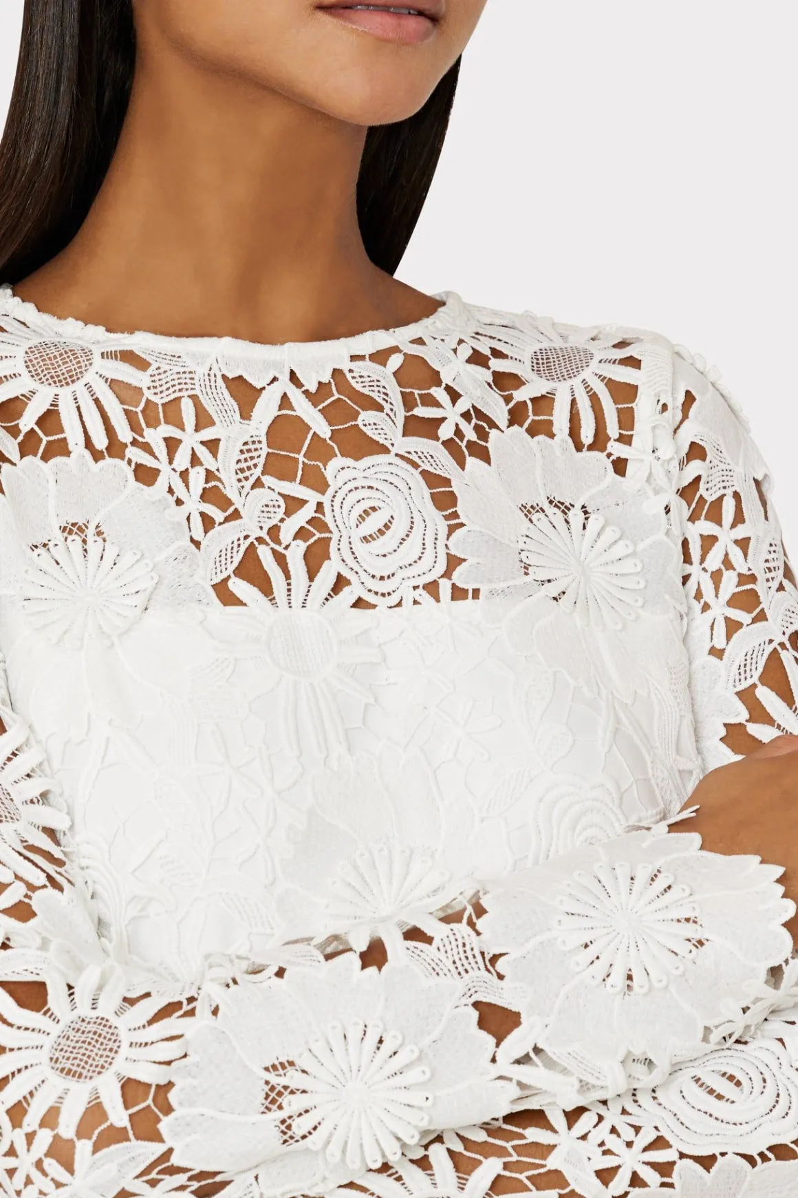 MILLY White Dresses-Nessa 3D Lace Dress White