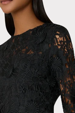 MILLY Little Black Dresses-Nessa 3D Lace Dress Black