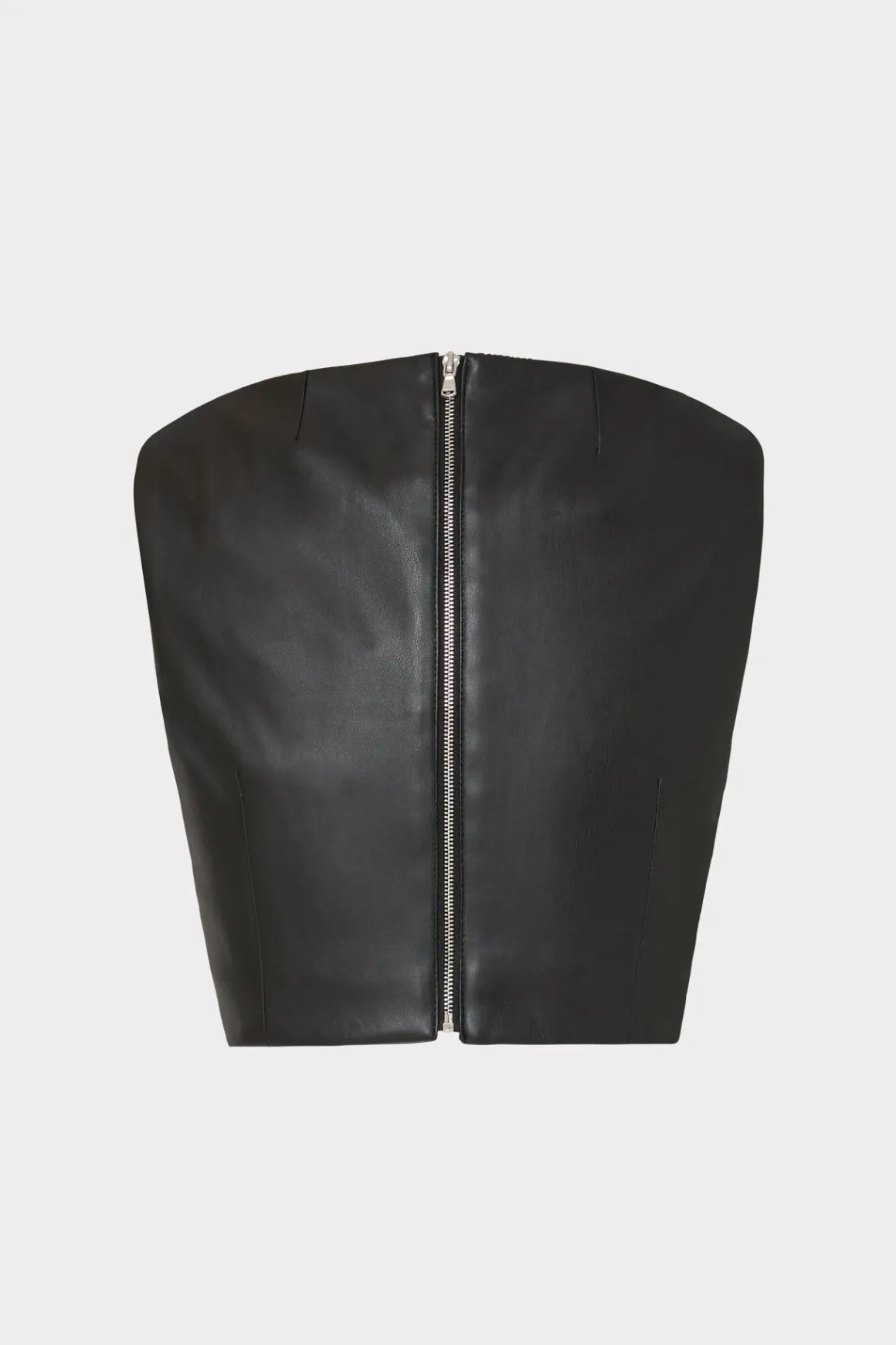 MILLY Tops-Nickie Vegan Leather Crop Top Black