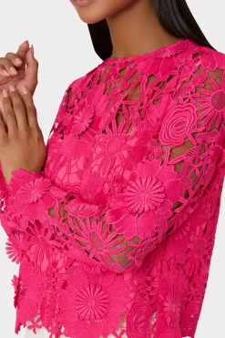 MILLY Tops-Nori 3D Lace Shirt Milly Pink