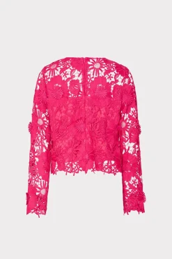MILLY Tops-Nori 3D Lace Shirt Milly Pink