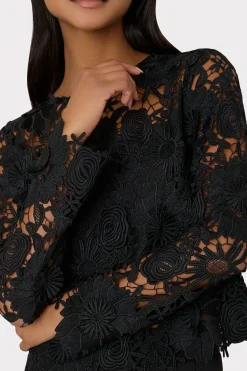 MILLY Tops-Nori 3D Lace Shirt Black