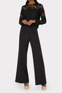 MILLY Jumpsuits & Rompers-Nori 3D Lace Shirt Black