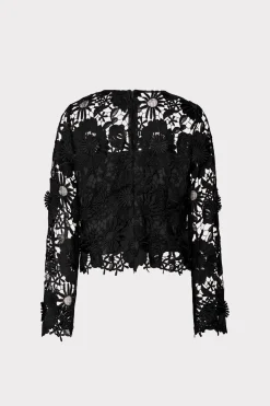 MILLY Jumpsuits & Rompers-Nori 3D Lace Shirt Black