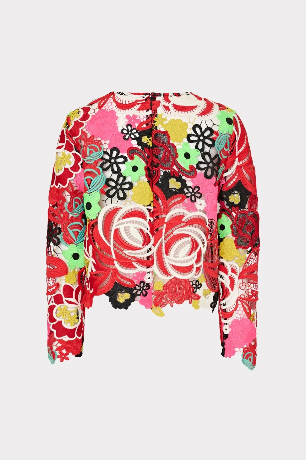 MILLY Tops-Nori Multi Color Lace Top Red Multi