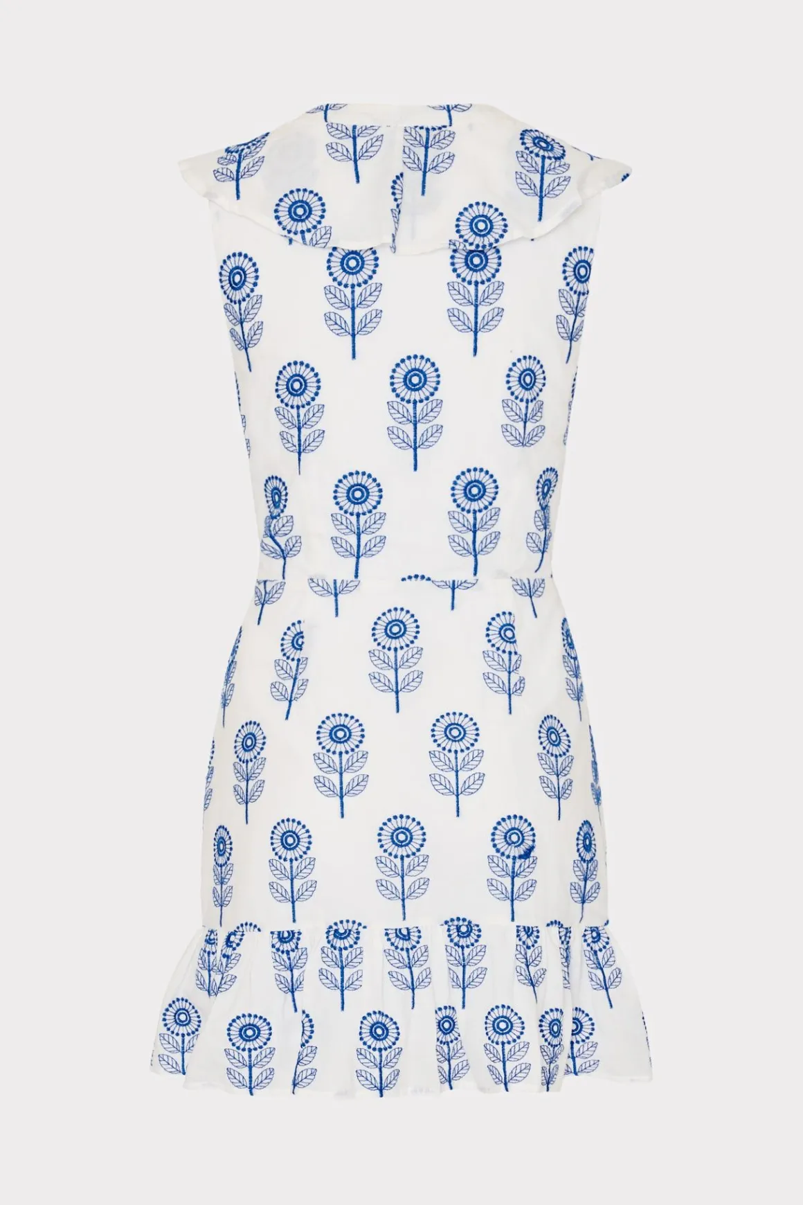 MILLY Mini Dresses-Novi Poppy Embroidery Wrap Dress White/Blue