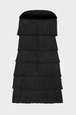 MILLY Little Black Dresses-Nuoir Metallic Fringe Dress Black Metallic