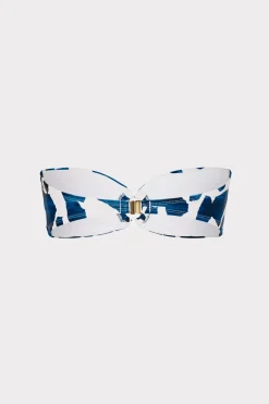 MILLY Bikinis-Ocean Puzzle Bandeau Top Navy Multi