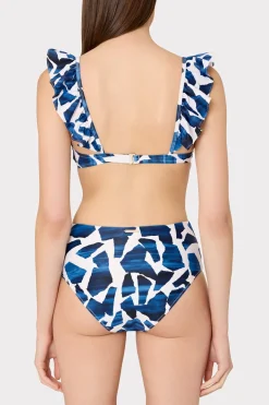 MILLY Bikinis-Ocean Puzzle Tie Bikini Bottom Navy Multi