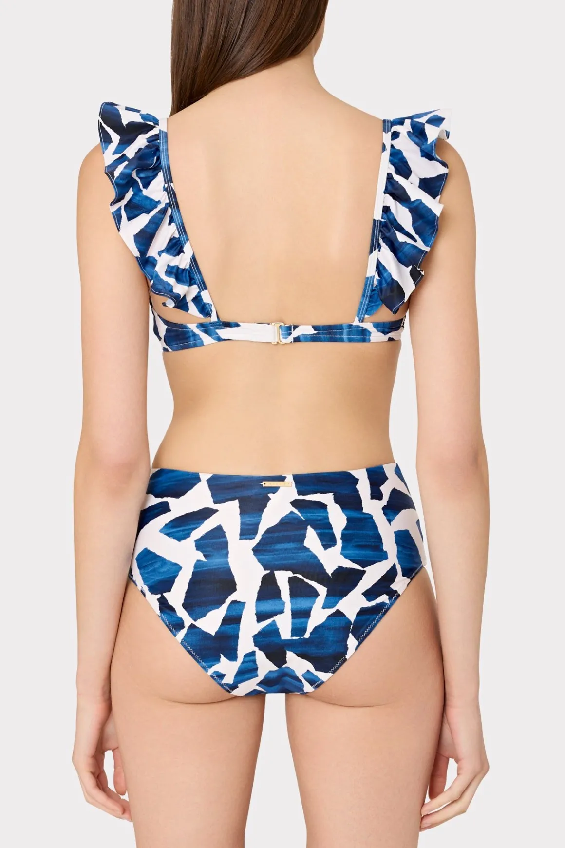 MILLY Bikinis-Ocean Puzzle Tie Bikini Bottom Navy Multi