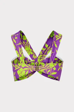 MILLY Jumpsuits & Rompers-Olivia Marigold Aroma Draped Bandeau Top Purple Multi