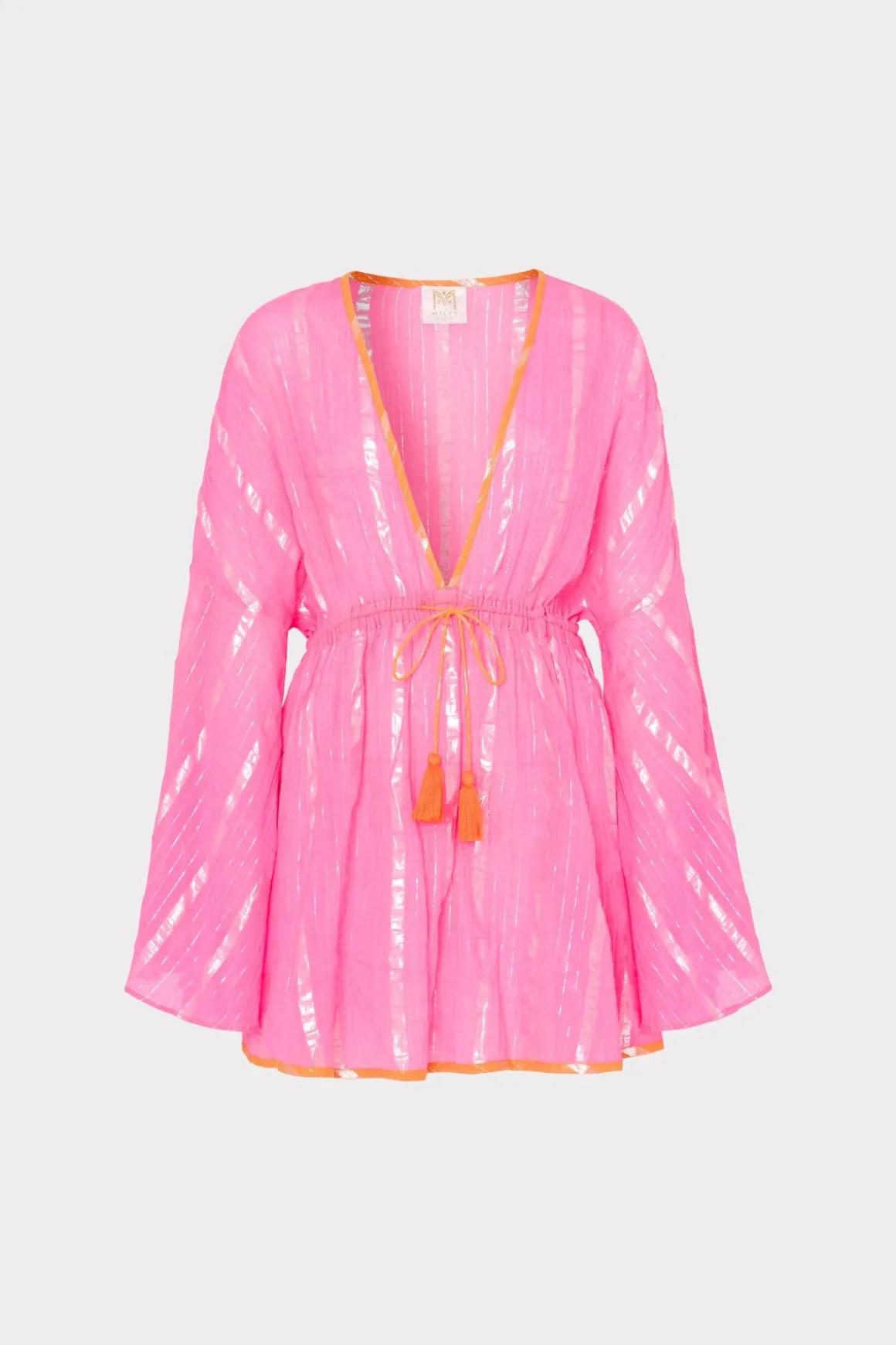 MILLY Jumpsuits & Rompers-Olympia Lurex Stripe Coverup Dress Pink/Coral
