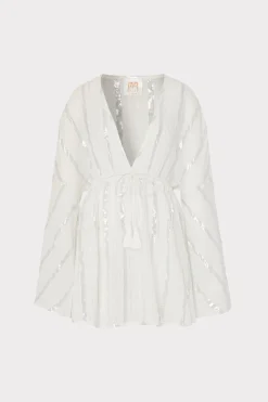 MILLY Jumpsuits & Rompers-Olympia Lurex Stripe Coverup Dress White
