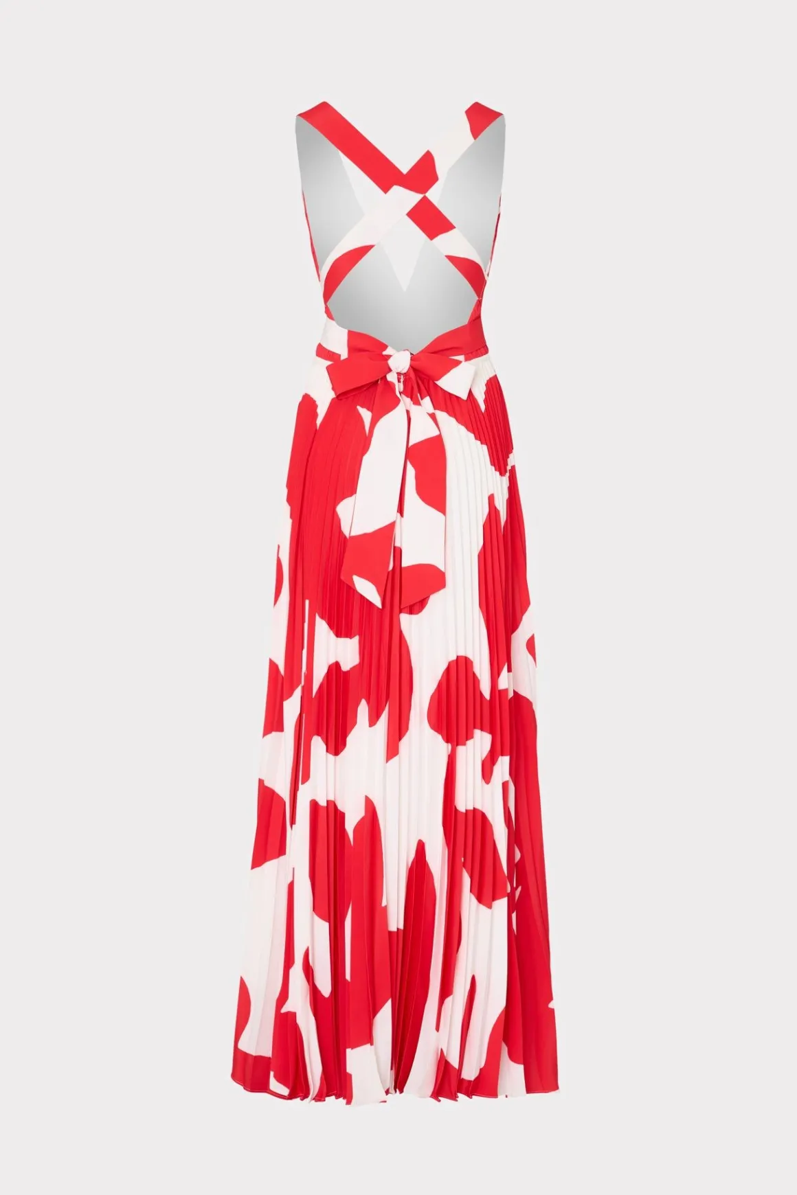 MILLY Maxi Dresses-Oria Grand Foliage Pleated Dress Red/White