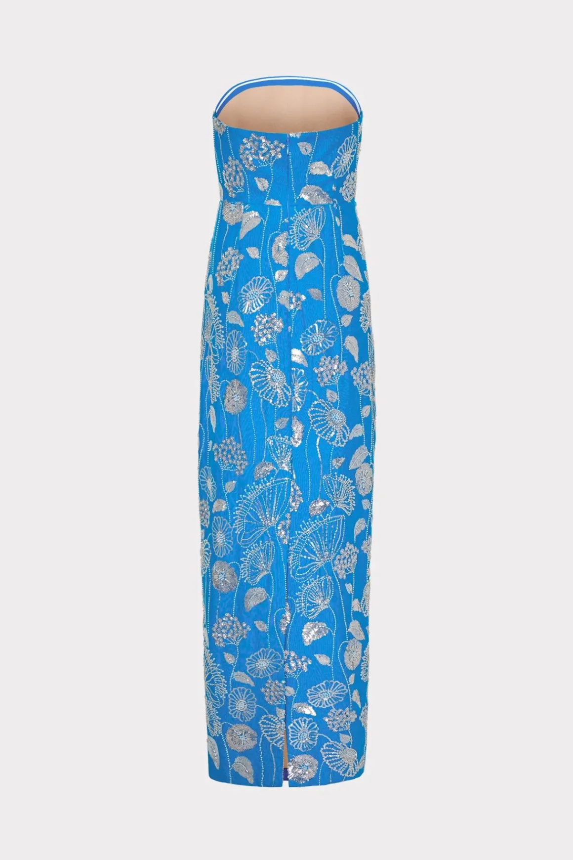 MILLY Guest Of Dresses-Orion Sequin Embellished Linen Dress Blue/White