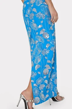 MILLY Cocktail Dresses-Orion Sequin Embellished Linen Dress Blue/White