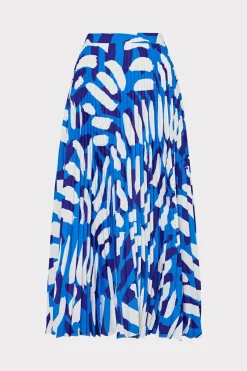 MILLY Skirts-Otha Brushstroke Pleated Skirt Blue Multi