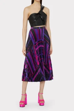 MILLY Skirts-Otha Patchwork Plaid Skirt Purple Multi