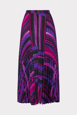 MILLY Skirts-Otha Patchwork Plaid Skirt Purple Multi