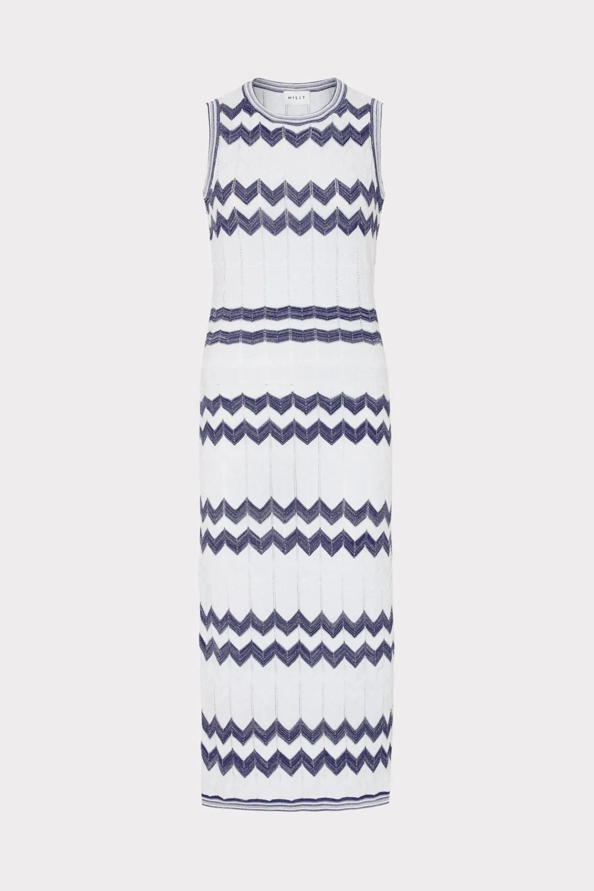 MILLY Sweaters & Knits-Oversized Zig Zag Midi Dress Navy/Ecru