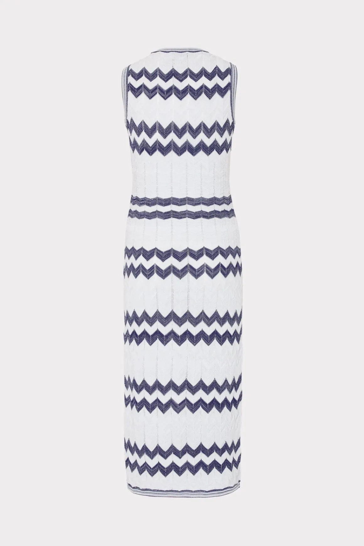 MILLY Jumpsuits & Rompers-Oversized Zig Zag Midi Dress Navy/Ecru