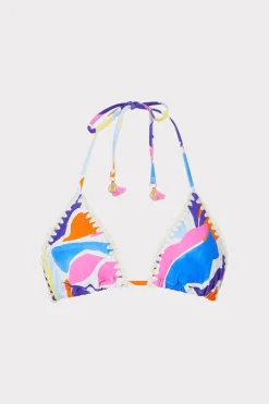 MILLY Bikinis-Painted Bloom Bikini Top Blue Multi