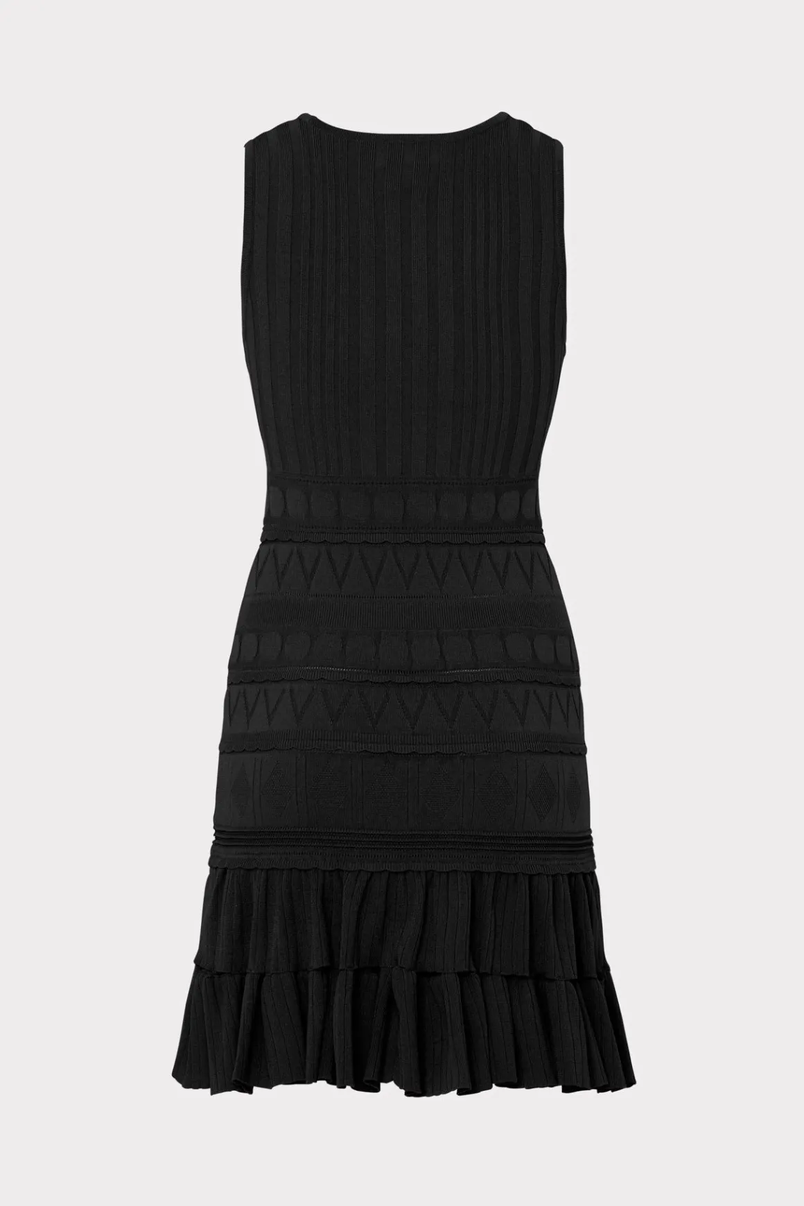MILLY Knit Dresses-Pepper Knit Ruffle Mini Dress Black