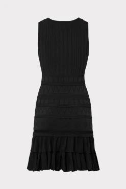 MILLY Sundresses-Pepper Knit Ruffle Mini Dress Black