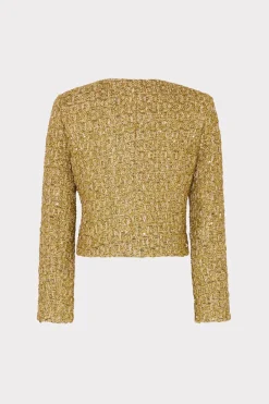 MILLY Coats & Jackets-Pheobe Metallic Tweed Jacket Gold